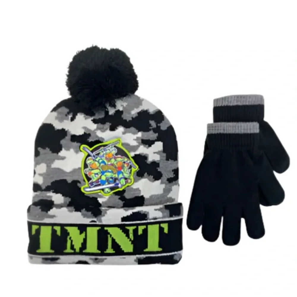 NWT Nickelodeon Boys Teenage‎ Mutant Ninja Turtles Hat & Gloves Set Winter Gift